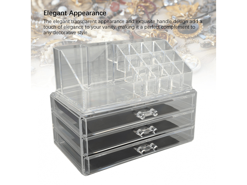 Ensemble de tiroirs de rangement empilables pour maquillage, présentoir pour cosmétiques, boîte de rangement transparente pour bijoux avec plateau pi - Conforama D