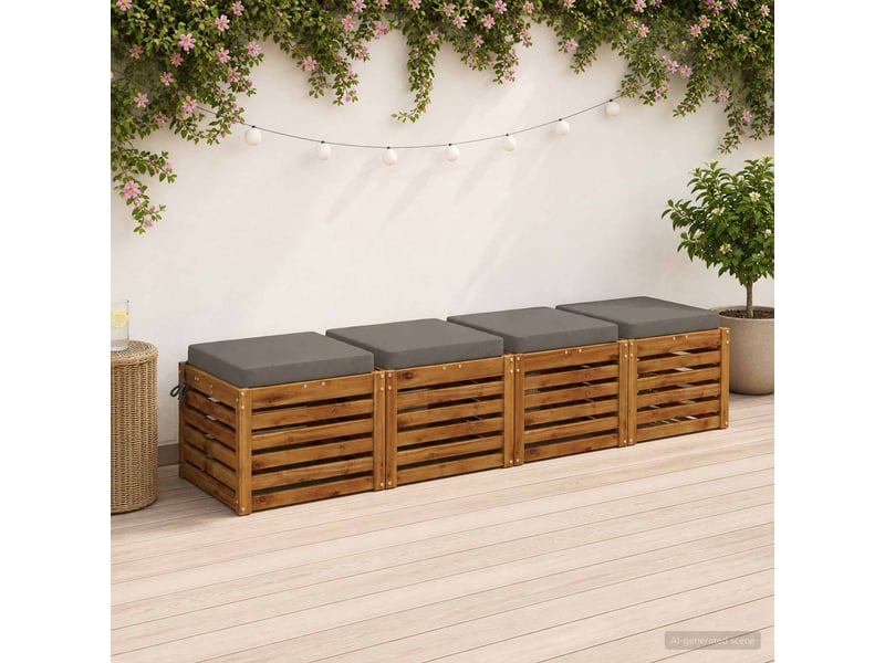 Lot de 4 coussins de siège, coussins d'assise soest 100 % polyester gris cf60423 - Conforama B