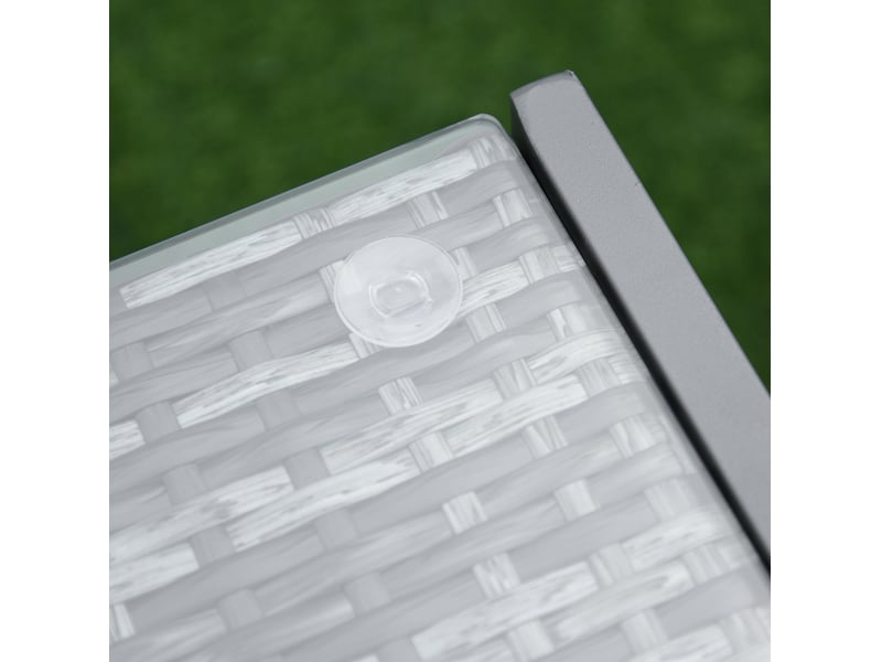  Table d'appoint de jardin 50 x 49,5 x 50 cm grise en résine tressée, verre résistant pour balcon  - Conforama E
