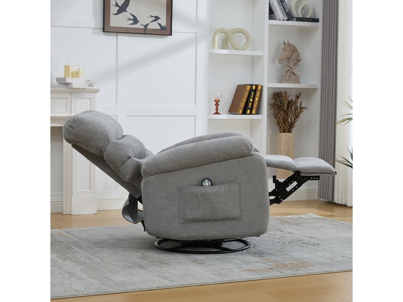  Fauteuil relax manuel pivotant 360° massant et chauffant en chenille gris Fay Lum - Conforama E
