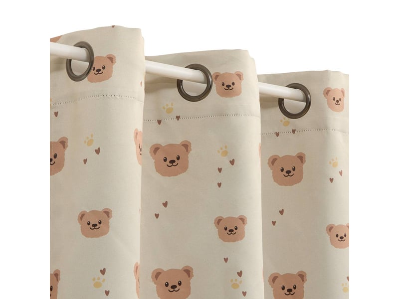  Rideau occultant enfant billie 140x260cm beige motif oursons BILLIE - Conforama C