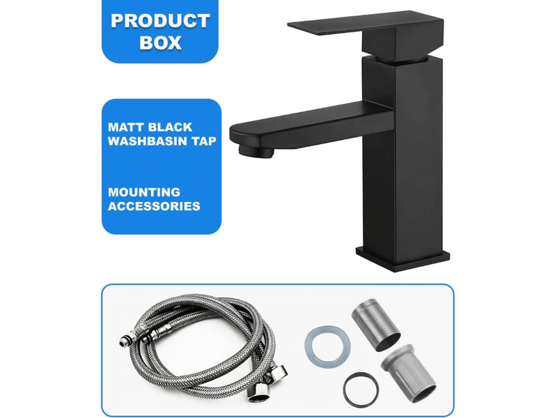  Mitigeur de lavabo monocommande en acier inoxydable noir (flexible inclus), robinet d'évier, mitigeur de salle de bain FC-LJY-04658JY - Conforama B