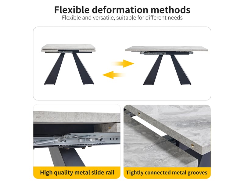  Table extensible avec système coulissant pour salle à manger en mdf et métal 99-159×74×77 cm noir et gris  - Conforama C