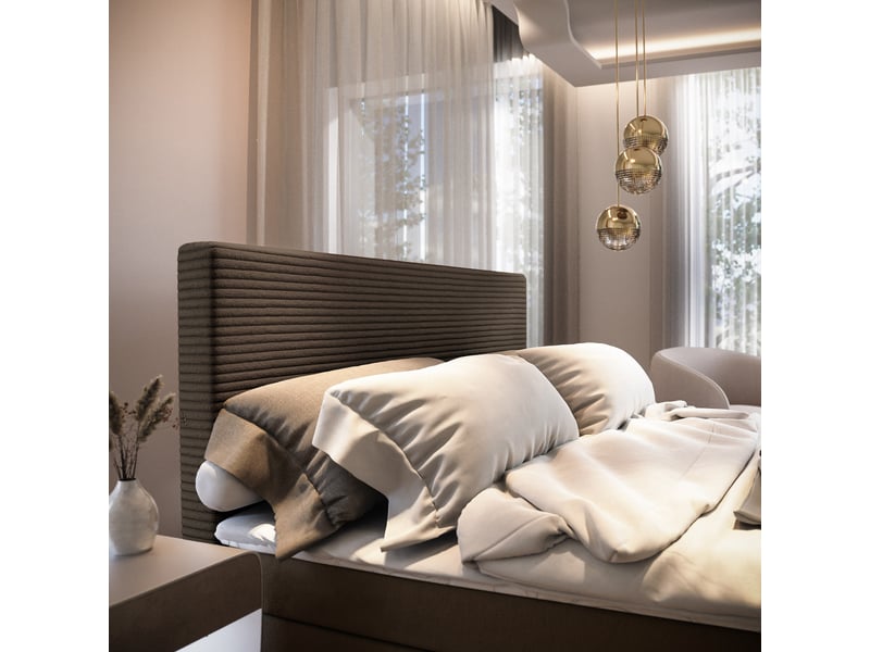 Boxspring giarro 200x200 cm, lit complet avec matelas, marron - Conforama D