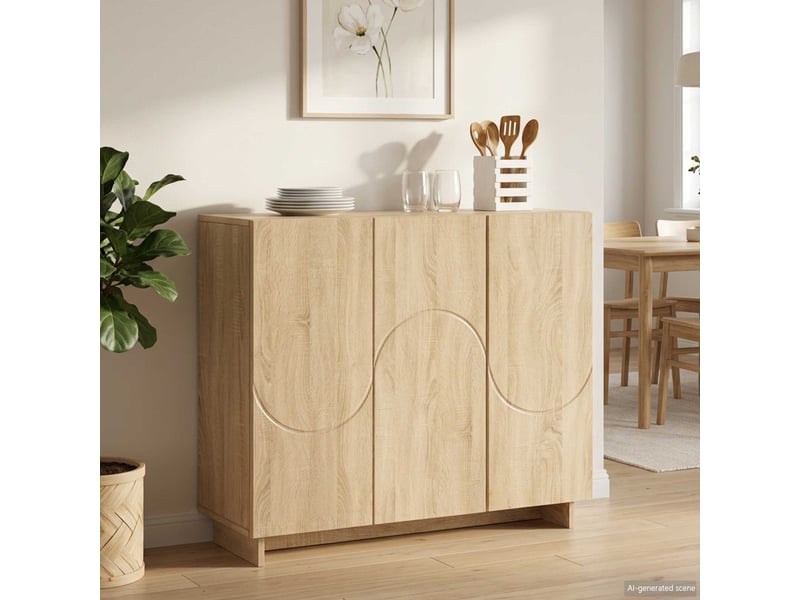 Buffet - bahut - meuble de rangement chêne sonoma 85,5 x 31 x 75 cm bois d'ingénierie - Conforama B