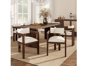 Lot de 4 chaises de salle à manger 60,5x57,5x78,5 cm, en bois, couleur noyer, avec accoudoirs, design classique