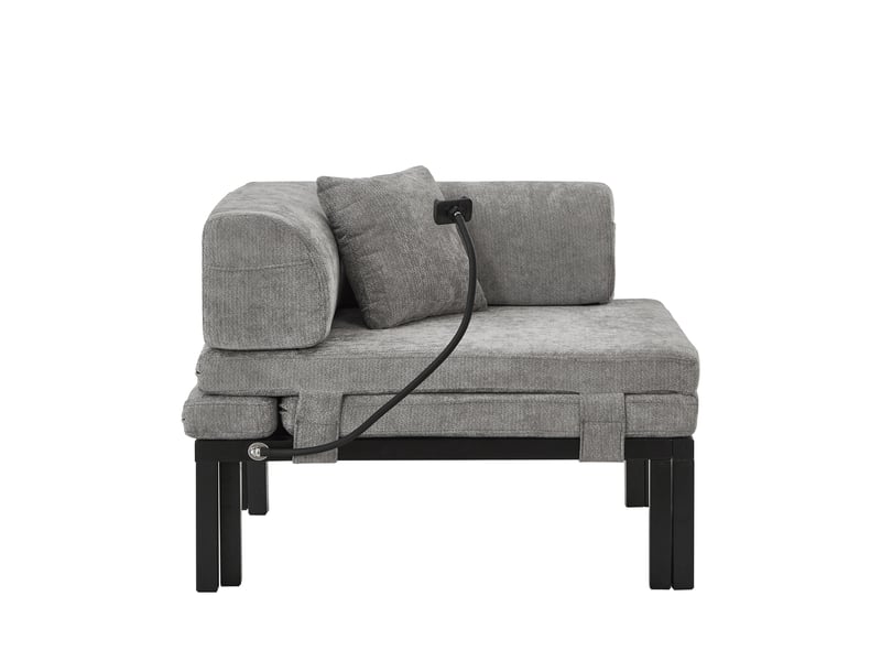  Canapé convertible 1 place en velours gris clair, pliant et escamotable, pour petits espaces, idéal dans la chambre  - Conforama A