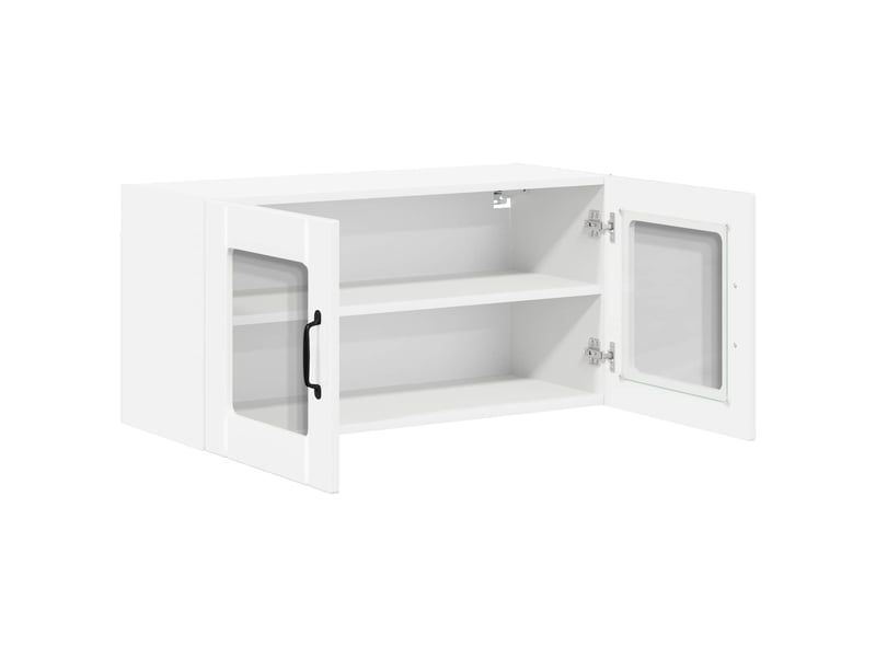  Meuble mural de cuisine, cabinet en verre mural blanc brillant 80x31x40cm shl2939  - Conforama E