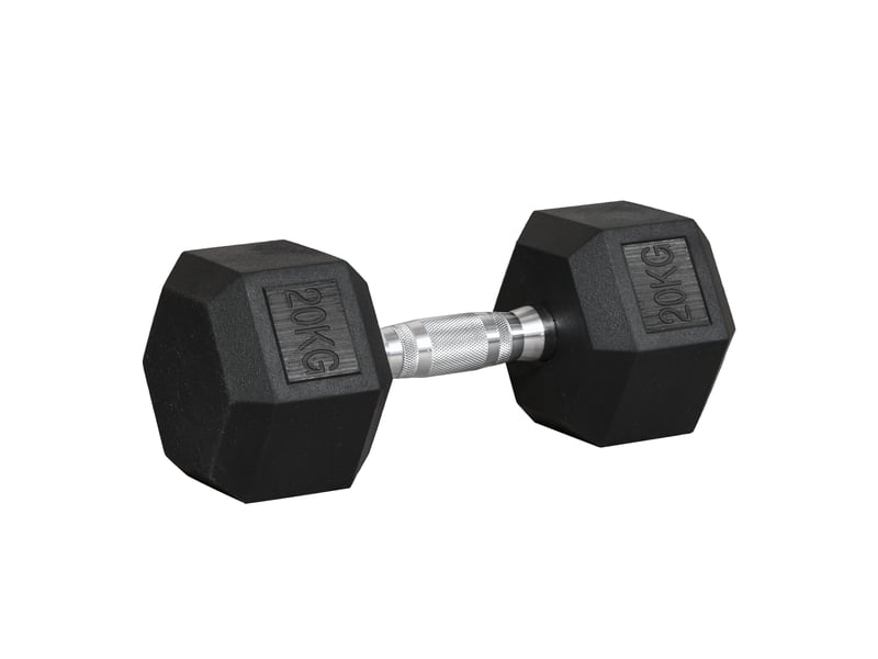  Haltère hexagonale de 20 kg en acier et caoutchouc pour la salle de sport, la maison et le bureau, noire  - Conforama A