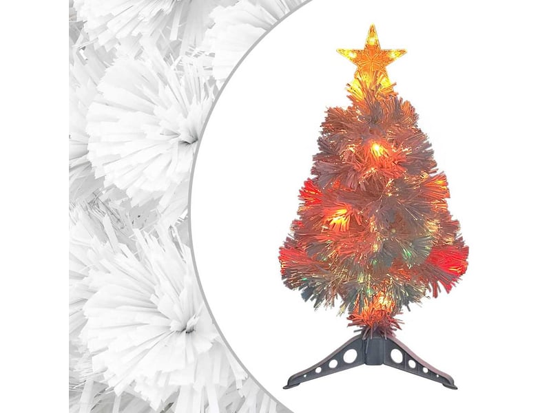  Sapin de noël - arbre de noël artificiel pré-éclairé blanc 64 cm fibre optique  - Conforama B