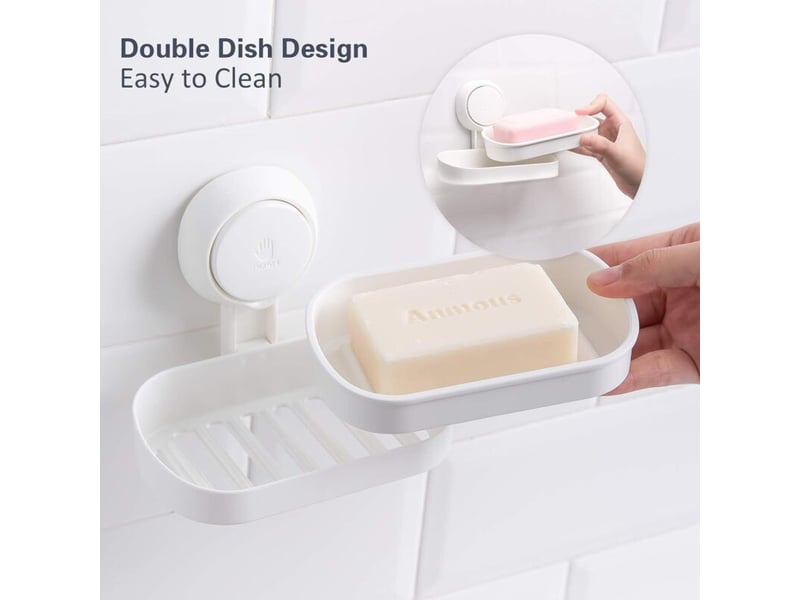  Porte savon à ventouse savon sans perçage &amp; réutilisable 1 seconde d'installation porte savon douche charge 5kg impérable support pour carrelage  - Conforama D