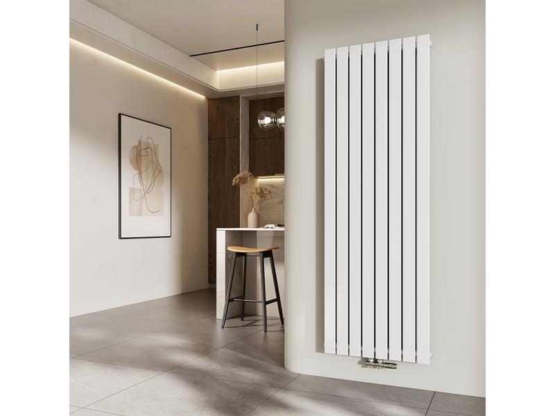 Emke radiateur à eau chaude, radiateur plat seule couche connexion centrale, montage mural vertical design, blanc 180 x 61,6 cm, 1118w - Conforama B