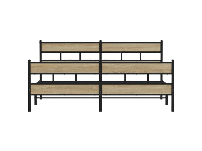  Lit double- lit adulte -  cadre de lit en métal sans matelas chêne sonoma 200x200 cm  - Conforama C