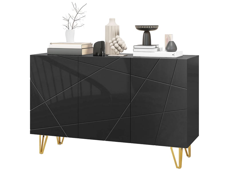  Buffet 3 portes étagères réglables noir 120 x 40 x 75 cm  - Conforama B
