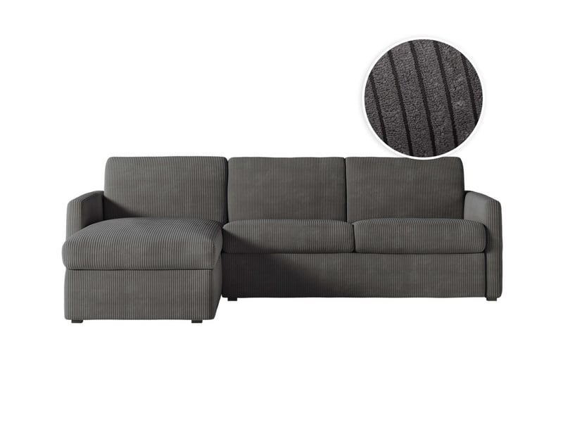 Alice - canapé d'angle réversible convertible système couchage express 4 places en velours côtelé - Conforama A