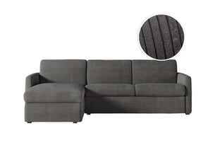 Canapé d'angle réversible convertible LOUNGITUDE AGATHE 4 places Velours côtelé Gris foncé