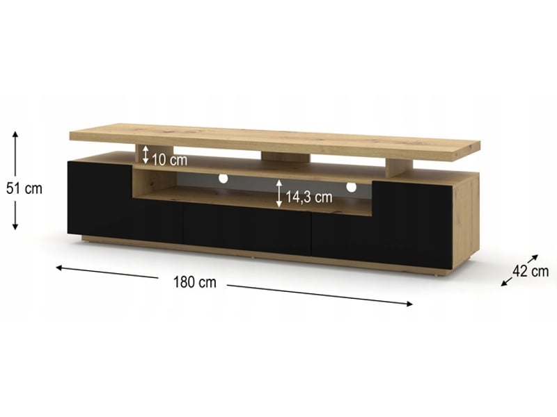 Meuble tv  180x42x51cm avec led noir-artisan evan meuble sur pied  - Conforama F