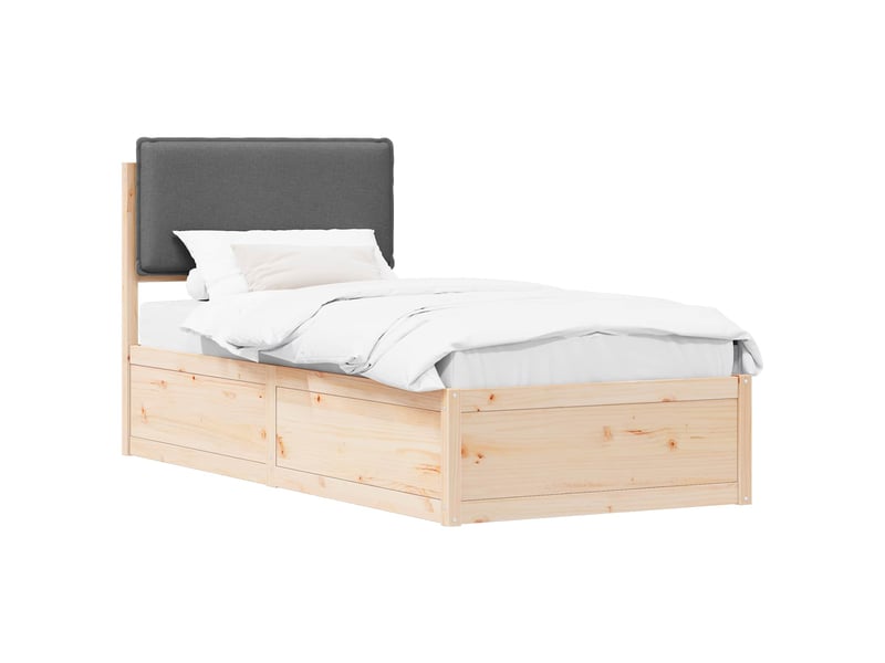  Lit simple- lit adulte -  cadre de lit avec tête de lit rembourrée gris foncé 80 x 200 cm  - Conforama A