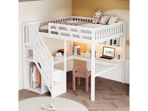 Lit mezzanine 140x200 cm <strong>ROLIPO</strong> <strong></strong> coloris blanc