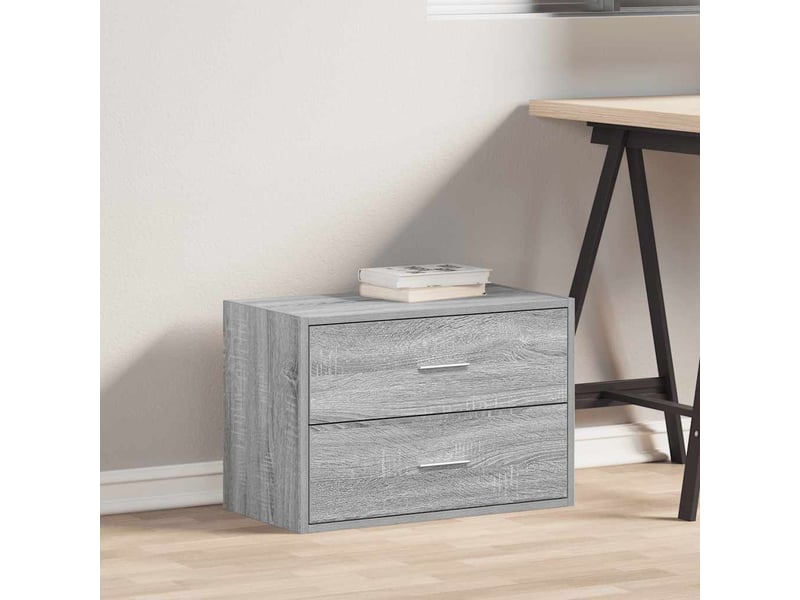  Armoire à tiroirs, commode avec 2 tiroirs sonoma gris 60x31x40cm bois d'ingénierie  - Conforama C