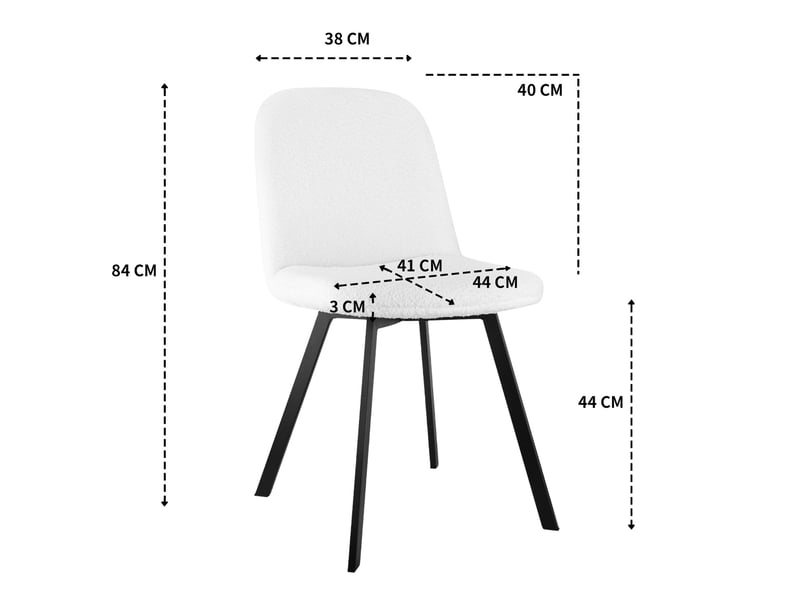  Lot de 2 chaises de salle à manger en tissu teddy beige avec structure en métal  - Conforama E
