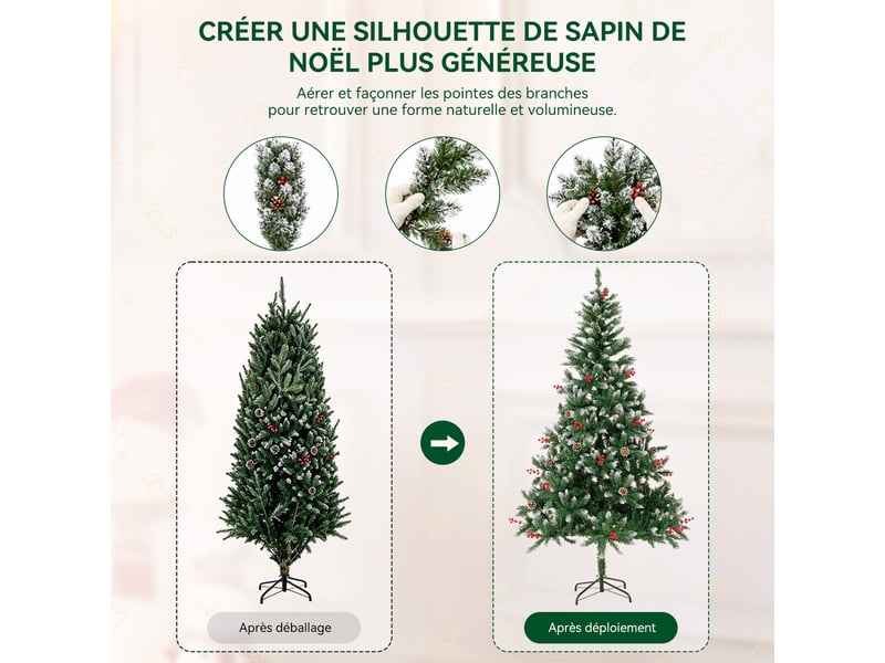  Homavo xms-t2 sapin de noël artificiel 210 cm – sapin de noël de 210 cm, adapté à la maison, au jardin, aux centres commerciaux, aux hôtels, aux fêtes et à d’autres décors de noël.  - Conforama R