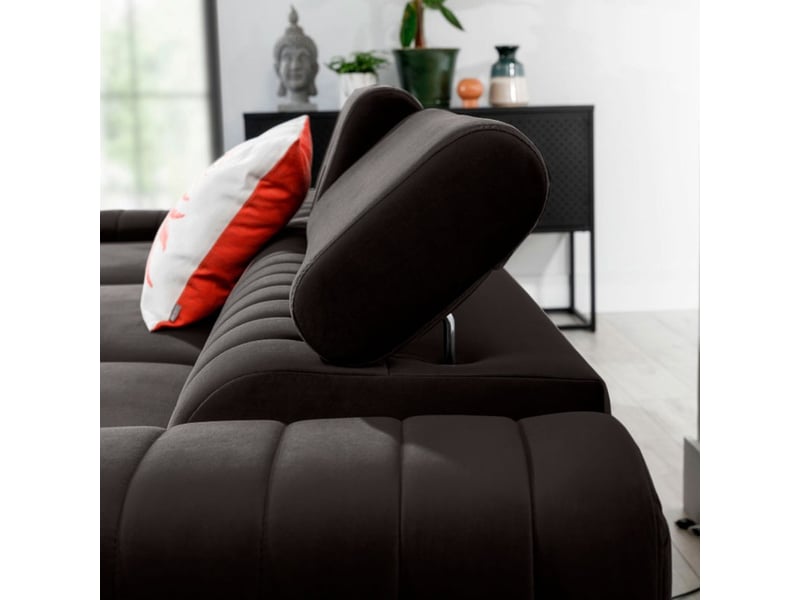  Canapé d'angle gauche gris foncé convertible 3 places jayson design contemporain  - Conforama C