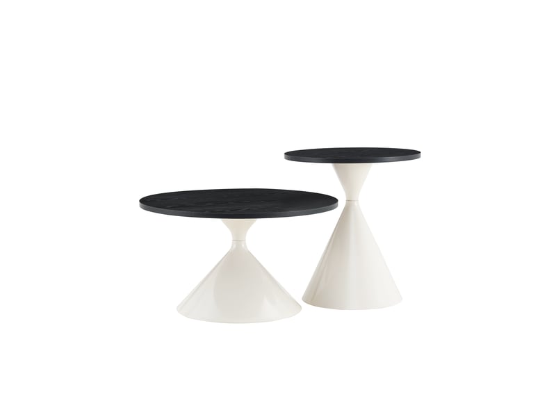  Tables basses gigognes 2 pièces empilables pour salon en métal et mélaminé ø70×40 et ø50×50 cm noir  - Conforama A