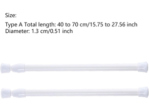 Lot de 2 tringles à rideau de douche télescopiques, sans perçage, pour douche, baignoire, armoire, blanc, largeur 40-70 cm