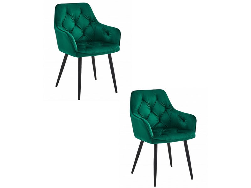 Family chaise jork - velours vert foncépieds noirs x 2  - Conforama A