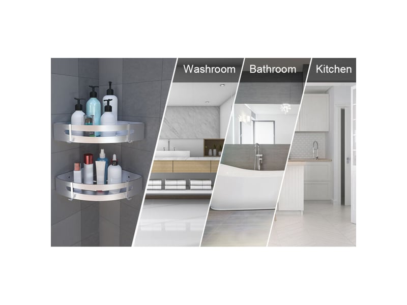  Etagère de douche d’angle, etagère de salle de bain sans forage, murale adhésive serviteur de douche (2 pièces)  - Conforama D