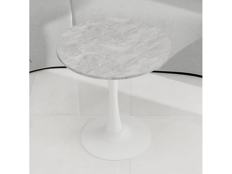  Table basse ronde 70 cm, style moderne, gris clair et coloris blanc, motif de marbre en mdf  - Conforama D