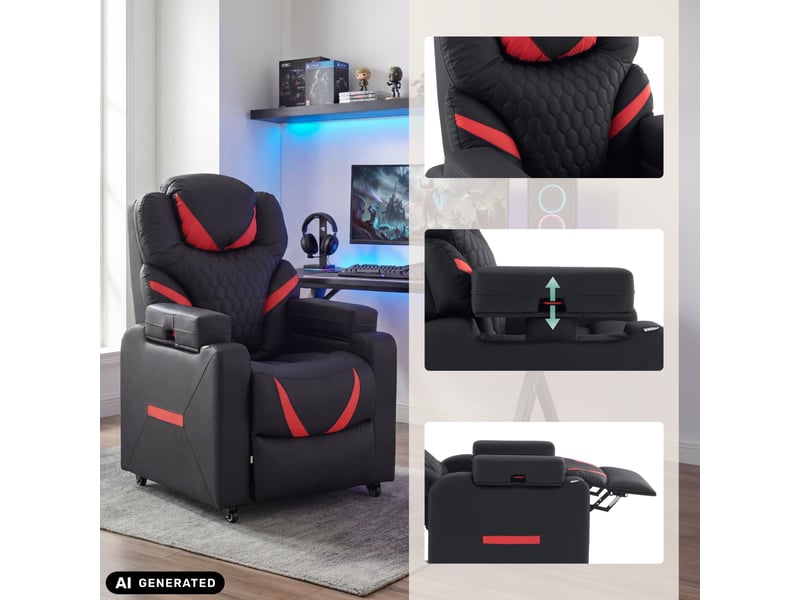 Fauteuil gaming inclinable avec appui-tête game sport rx pu noir rouge hjh office Game Sport RX - Conforama E