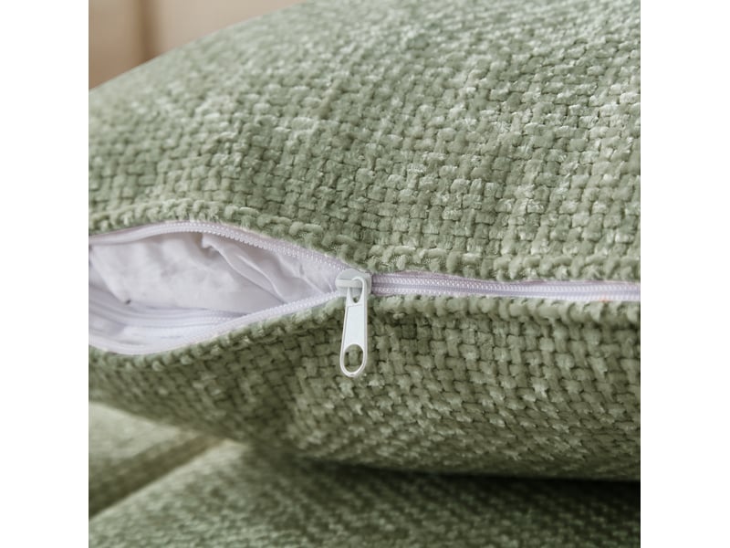  Canapé d'angle 263x132,5x68 cm en chenille vert  - Conforama E