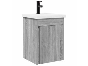 Meuble de rangement salle de bain avec robinet sonoma gris shl4326