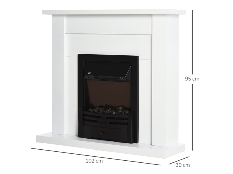 Cheminée électrique décorative avec tablette blanche, chauffage 10002000 w, 102 x 30 x 95 cm - Conforama R