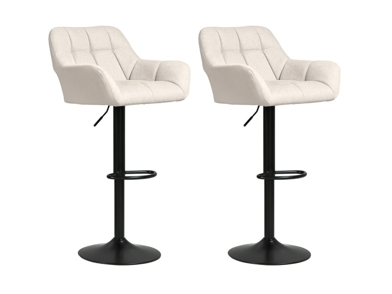  Lot de 2 tabourets de bar rétro réglables en hauteur, rotation 360°, polyuréthane (pu), crème et noir  - Conforama A