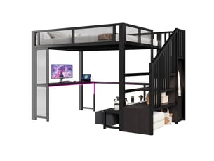 Lit mezzanine 140x200 cm <strong>SWEIKO</strong> <strong></strong> coloris noir