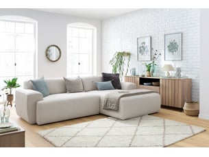 Canapé d'angle droit fixe BOBOCHIC MARAIS 4 places Tissu Beige