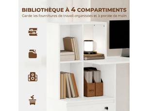 Meuble informatique <strong></strong> <strong></strong> 126 cm coloris blanc