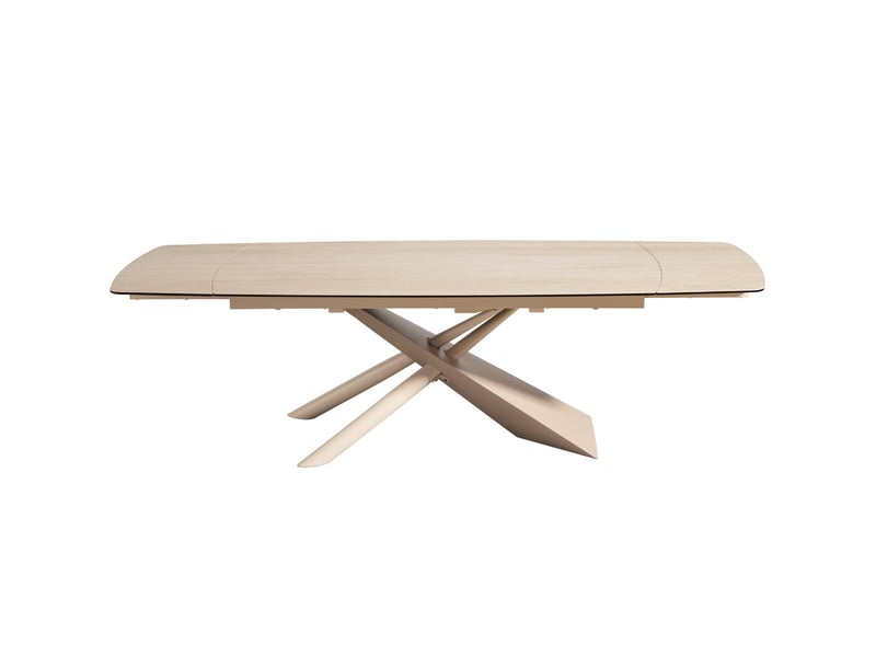  Table à manger rectangulaire extensible 8-10 pers. En céramique effet travertin et piètement beige 180-260x98 cm - tundra Tundra - Conforama A