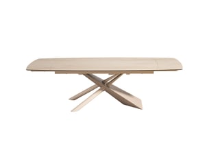 Table à manger rectangulaire extensible 8-10 pers. En céramique effet travertin et piètement beige 180-260x98 cm - tundra