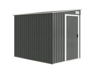 Abri de jardin métal cabanon 2,81 m² dim. 2,06x1,54x1,61,81hm - porte, 2 étagères, 2 crochets, fondation incluse - acier gris blanc