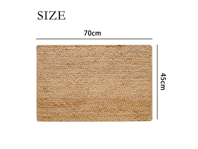  Tapis rectangulaire en jute tissé, idéal pour la cuisine, la chambre et le salon, décoration intérieure de style bohème, 70 x 45 cm  - Conforama B