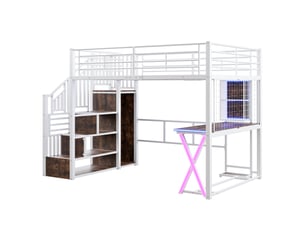 Lit mezzanine 140x200 cm <strong></strong> <strong></strong> coloris blanc