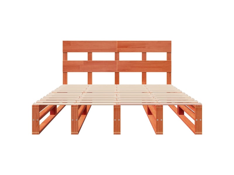  Lit double- lit adulte -  cadre de lit sans matelas  marron 150x200cm bois pin massif  - Conforama D