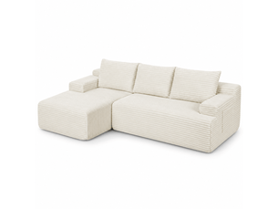 Canapé d'angle modulable 236 cm-assise profonde style cloud-en velours côtelé-beige