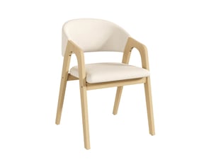 Lot de 2 chaises de salle à manger en bois et lin, beige et ton naturel