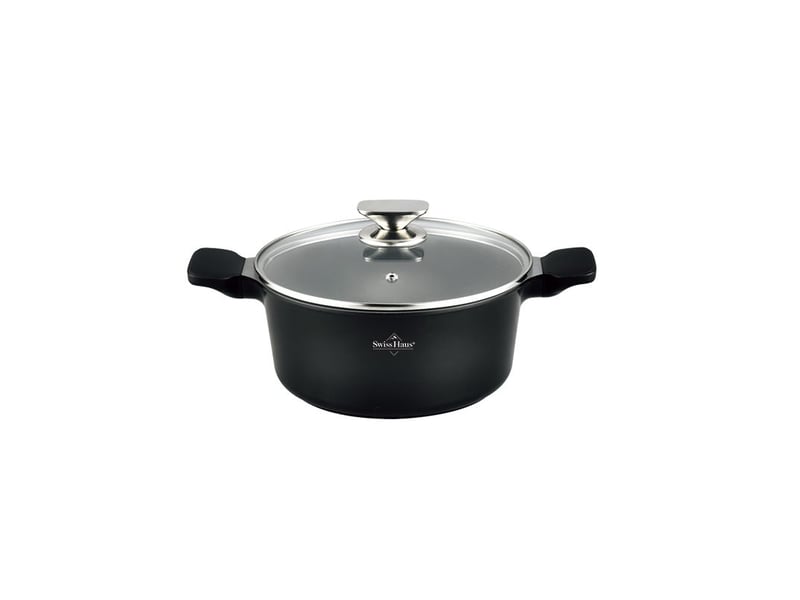 Faitout 26cm avec couvercle 4,9l tous feux dont induction noir swiss haus sh-bc26b - Conforama A