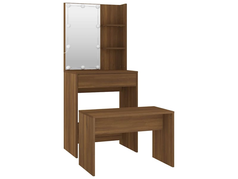 Ensemble de coiffeuse avec led chêne marron bois d'ingénierie - Conforama D